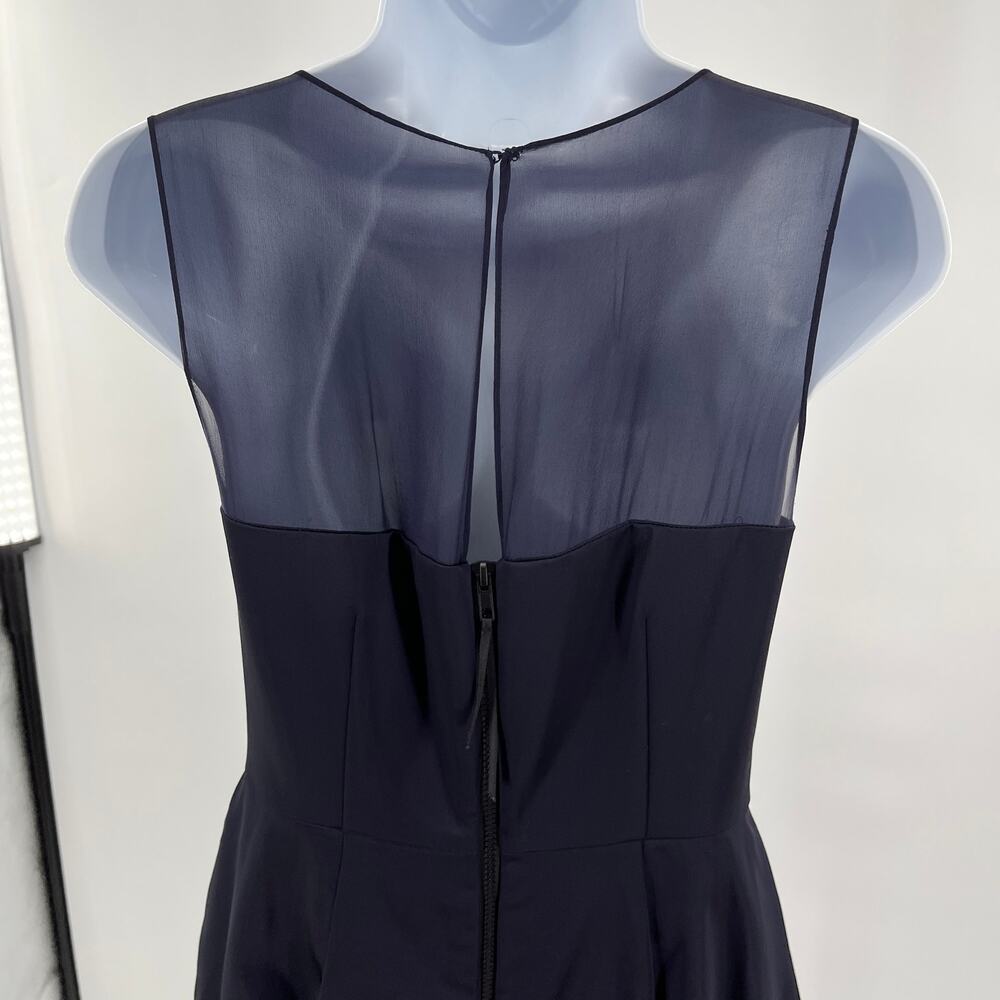 Taylor Navy Blue Sheer Sleeveless Bodice Tiered Hem Cocktail Dress Women Sz 4 - Picture 5 of 9